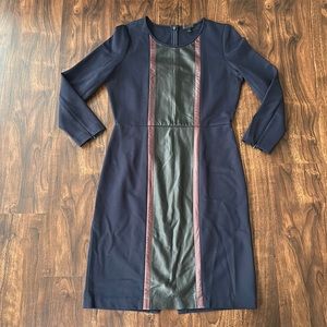 J. Crew Navy and Burgundy Midi Dress